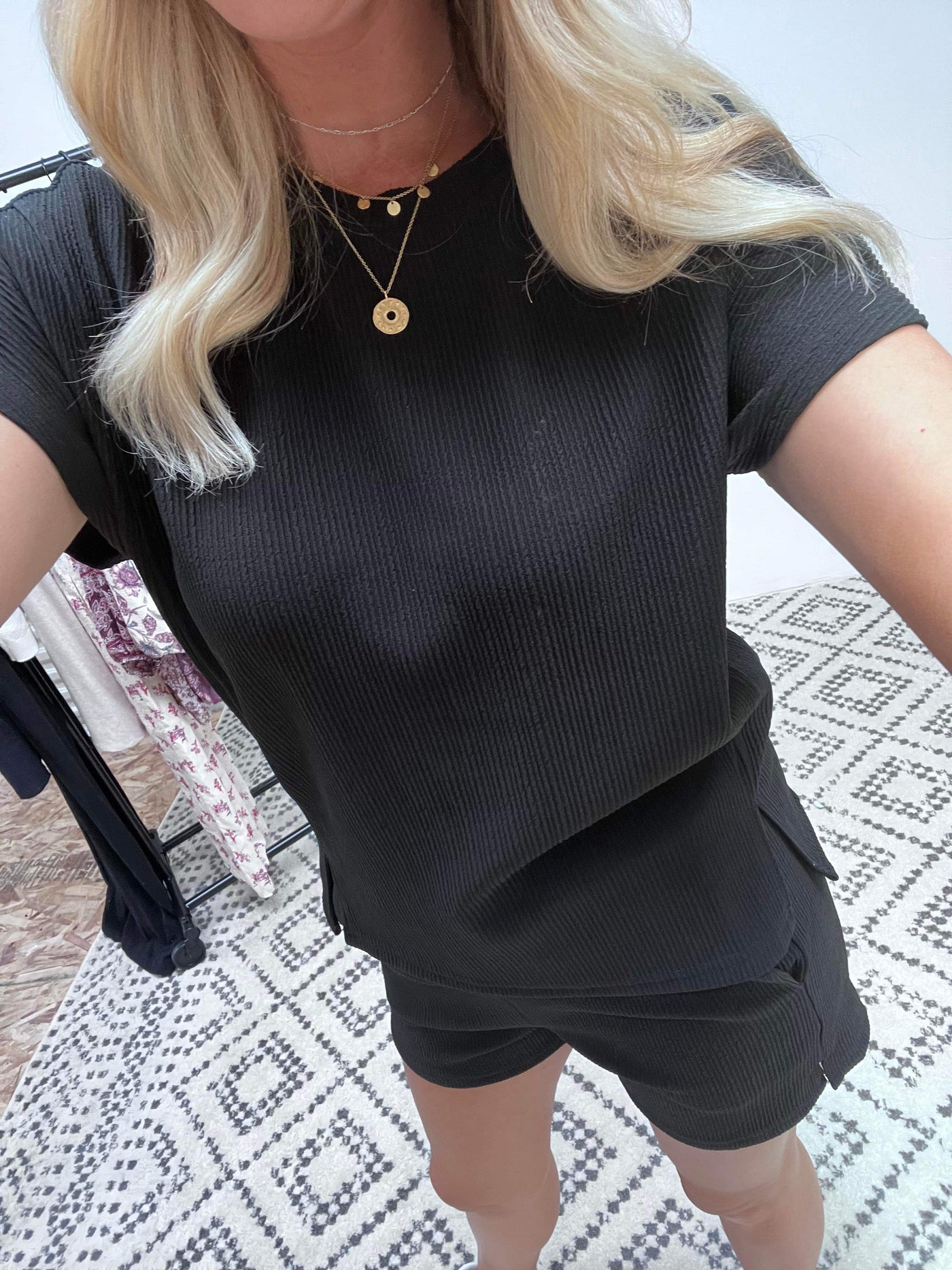 Black Easy Textured Knit Top