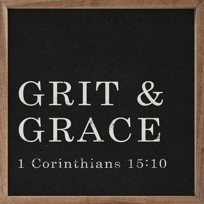 Grit And Grace 1 Corinthians 15 10 Black: 8 x 8 x 1.5