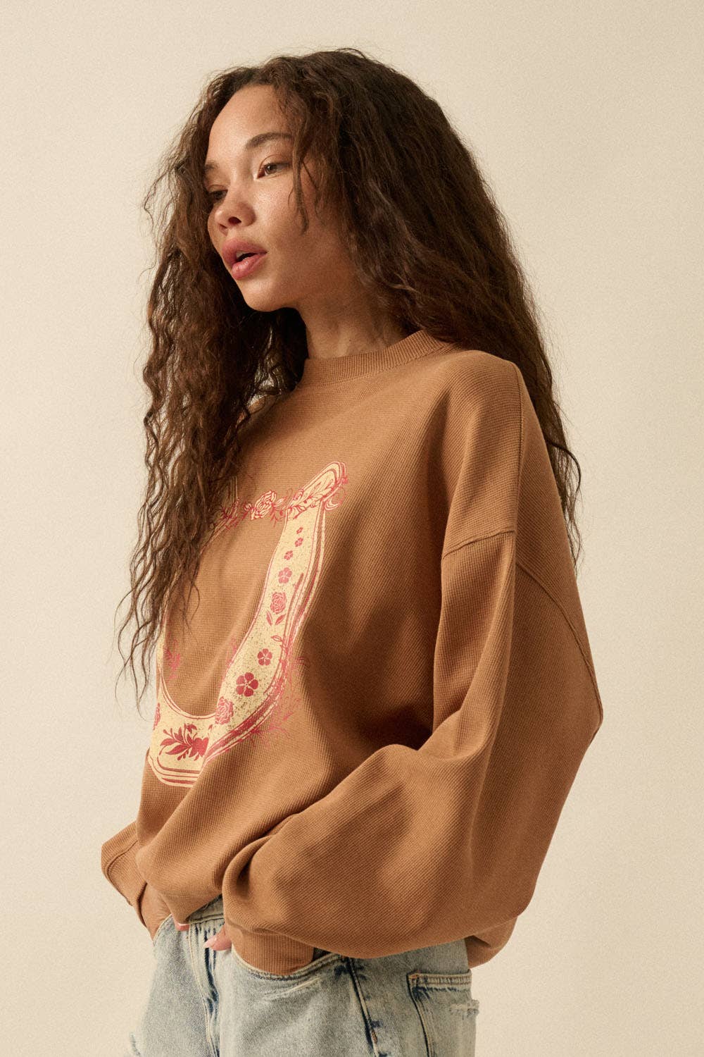 Floral Horseshoe Thermal Graphic Top