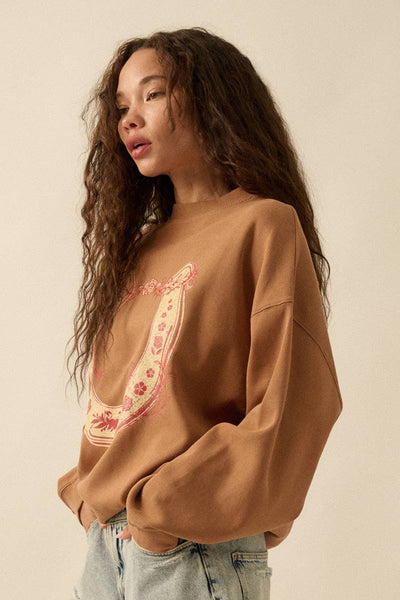 Floral Horseshoe Thermal Graphic Top