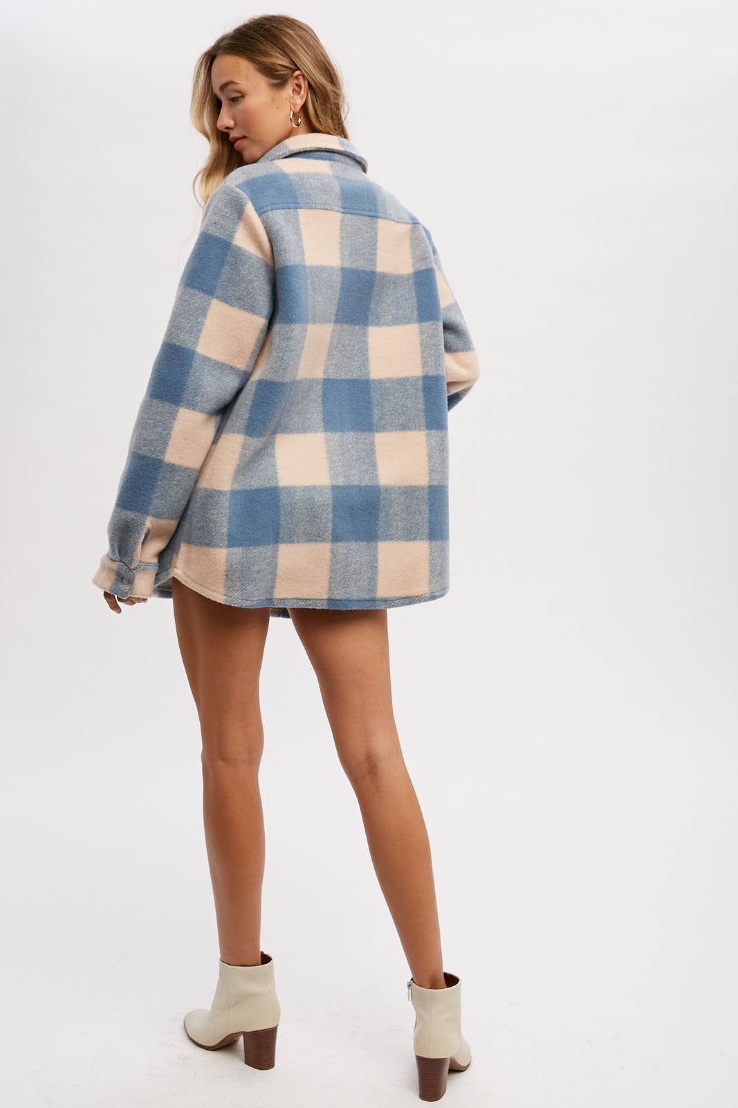 Mauve and Cream Checkered Brushed Flannel Shacket