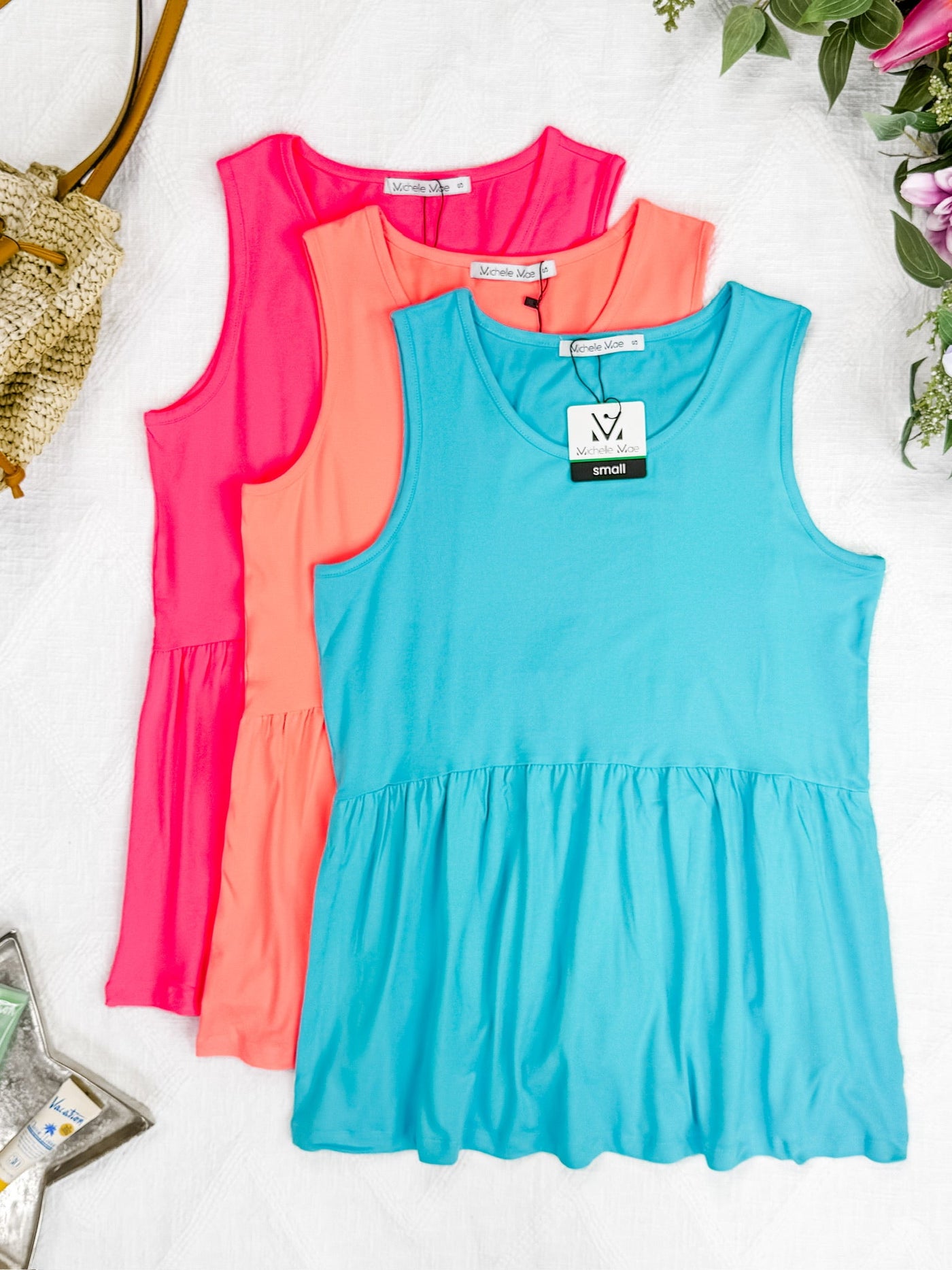 IN STOCK Renee Ruffle Tank - Neon Pink