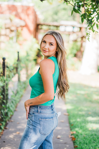 Kelly Green Smooth Thick Banded Tank