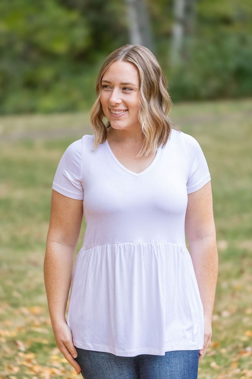 IN STOCK Sarah Ruffle Short Sleeve - White | Women's Top