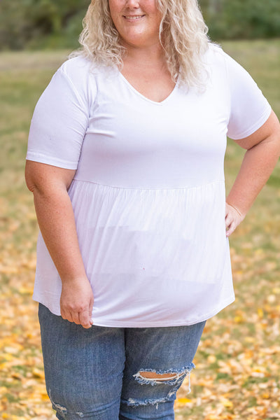 IN STOCK Sarah Ruffle Short Sleeve - White | Women's Top