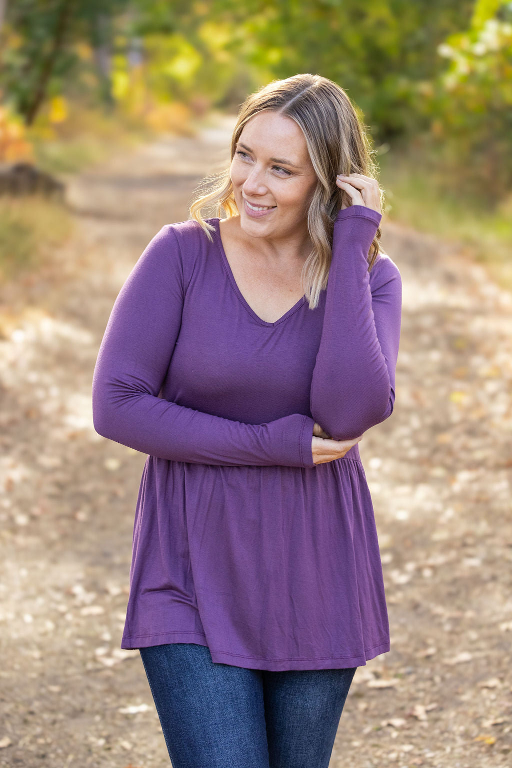 IN STOCK Long Sleeve Sarah Ruffle - Purple | Women's Top