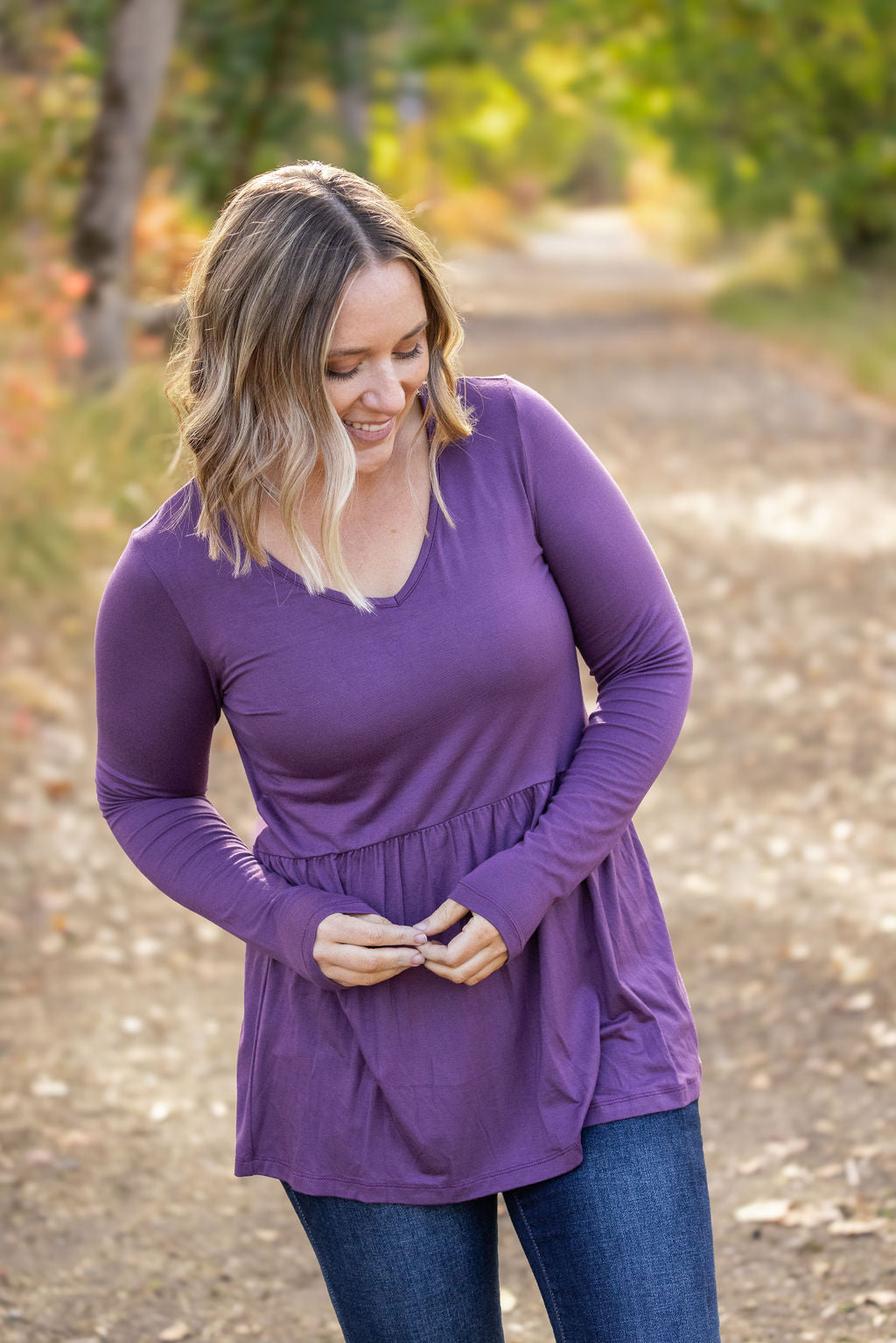 IN STOCK Long Sleeve Sarah Ruffle - Purple | Women's Top