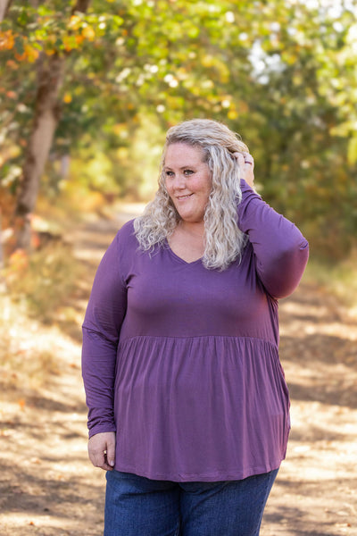 IN STOCK Long Sleeve Sarah Ruffle - Purple | Women's Top