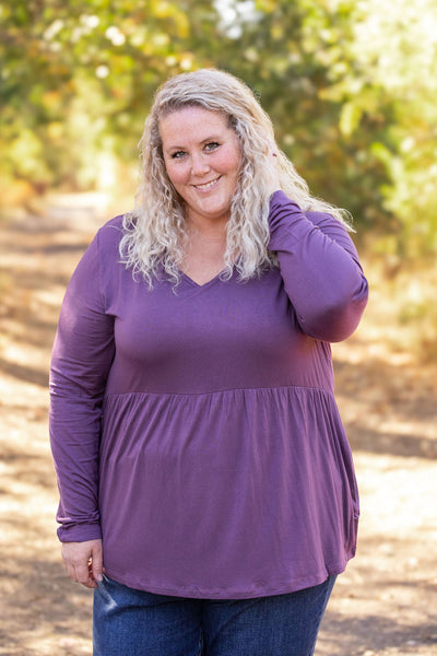 IN STOCK Long Sleeve Sarah Ruffle - Purple | Women's Top