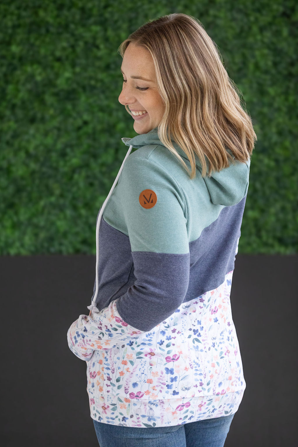 IN STOCK Colorblock Fullzip - Sage, Navy, Floral Paradise