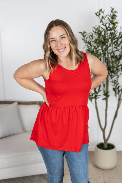 IN STOCK Renee Ruffle Tank - Red | Women's Sleeveless Top