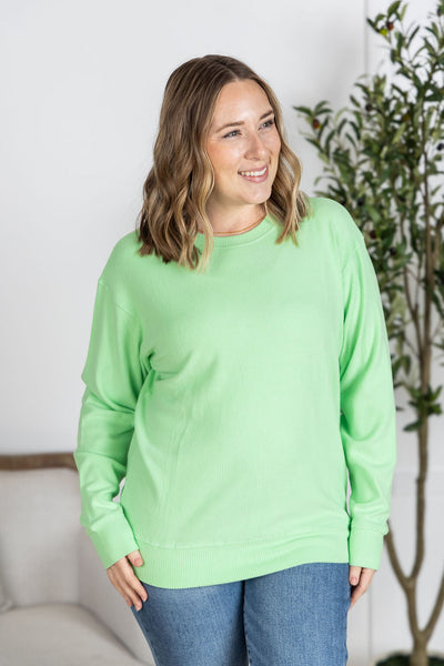 IN STOCK Corrine Ribbed Pullover Top - Lime