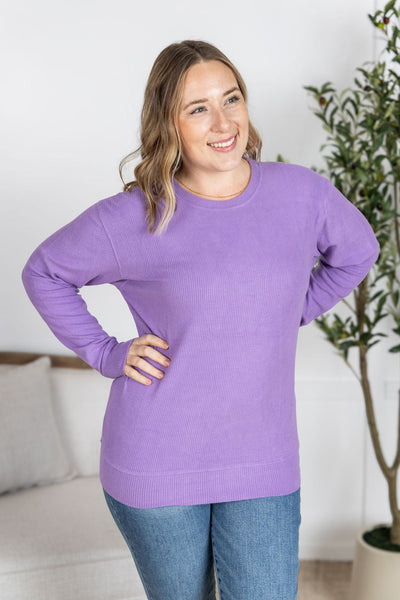 IN STOCK Corrine Ribbed Pullover Top - Purple