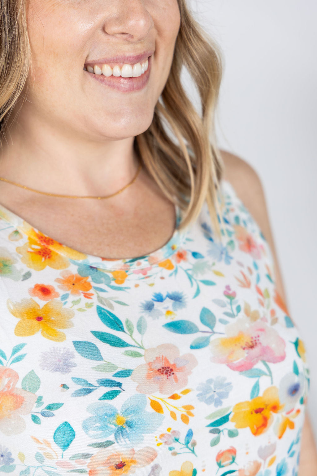 IN STOCK Renee Ruffle Tank Top - Watercolor Floral
