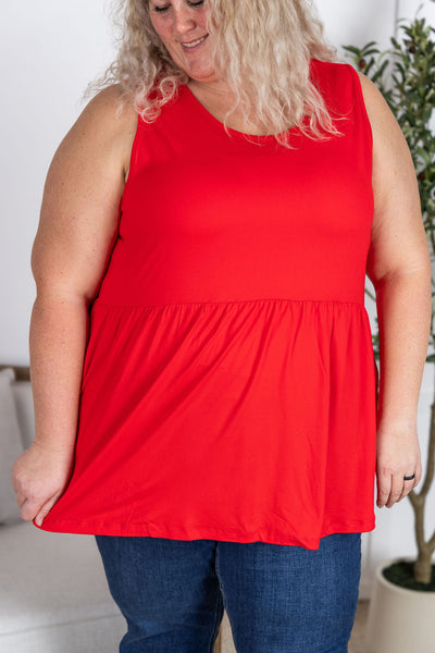 IN STOCK Renee Ruffle Tank - Red | Women's Sleeveless Top