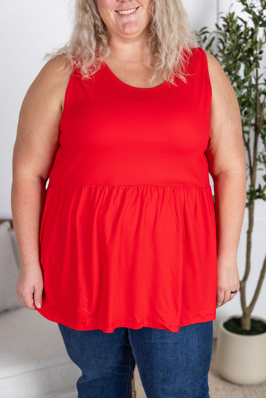 IN STOCK Renee Ruffle Tank - Red | Women's Sleeveless Top