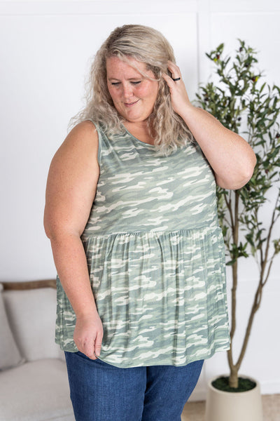 IN STOCK Renee Ruffle Tank Top - Camo