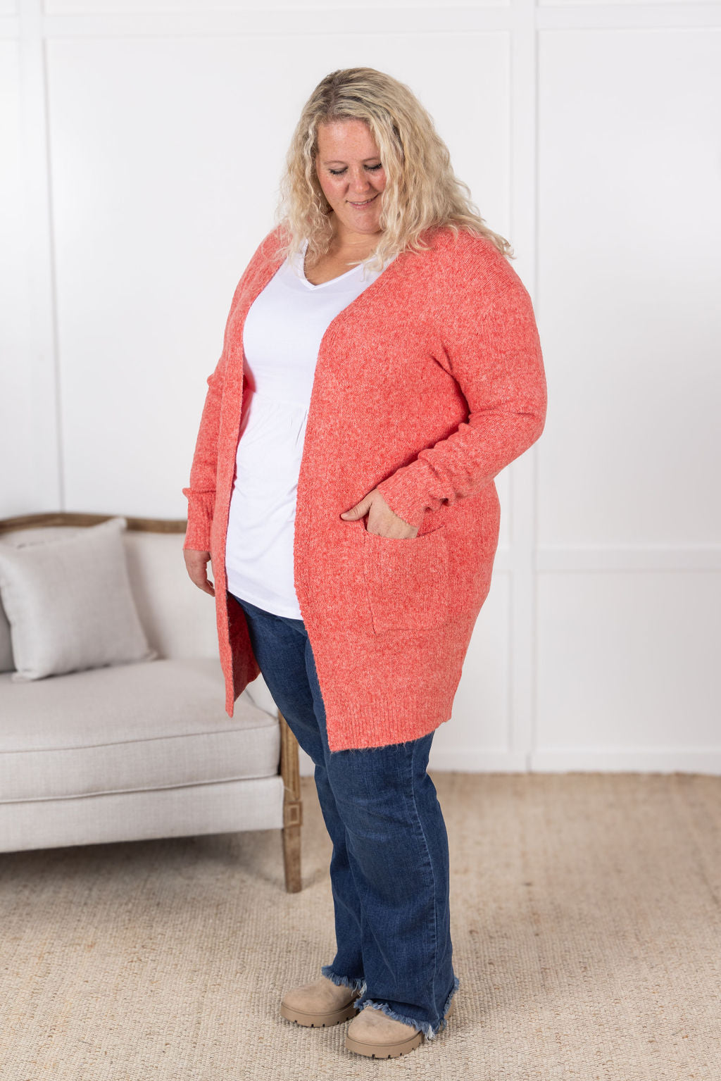 IN STOCK Madison Cozy Cardigan - Cherry Blush