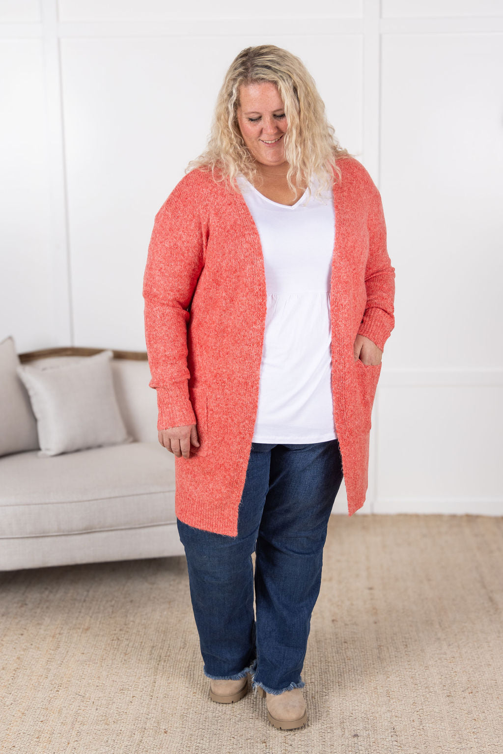 IN STOCK Madison Cozy Cardigan - Cherry Blush