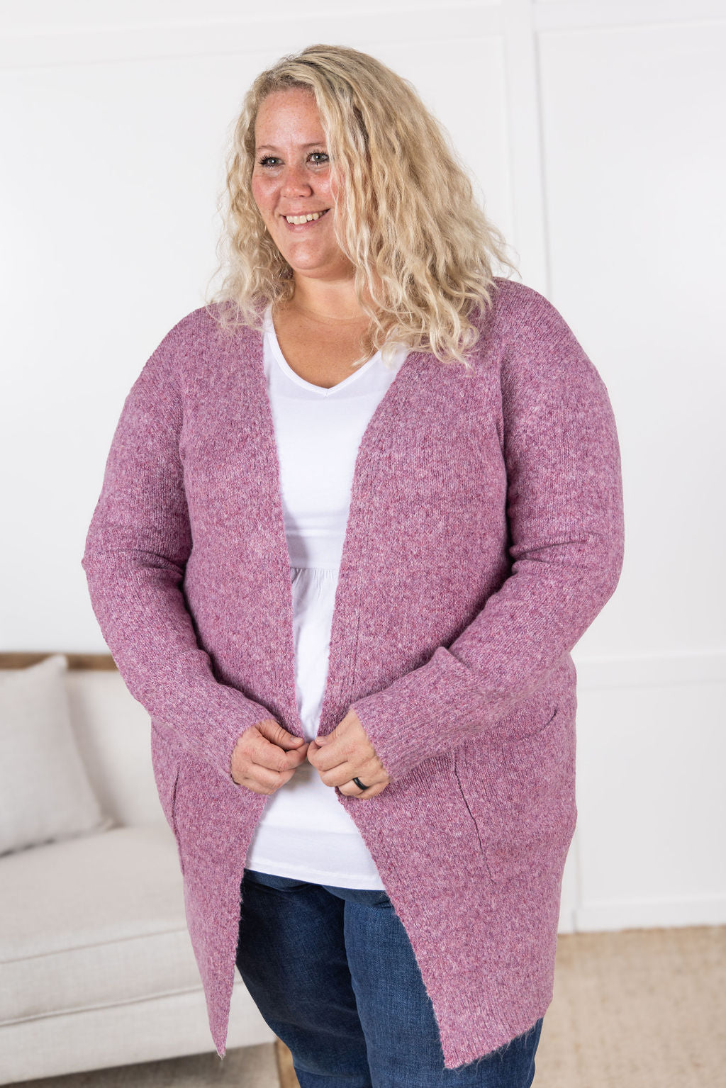 IN STOCK Madison Cozy Cardigan - Frosted Berry