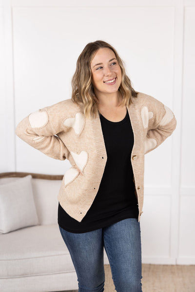 IN STOCK Sweetheart Cardigan - Tan