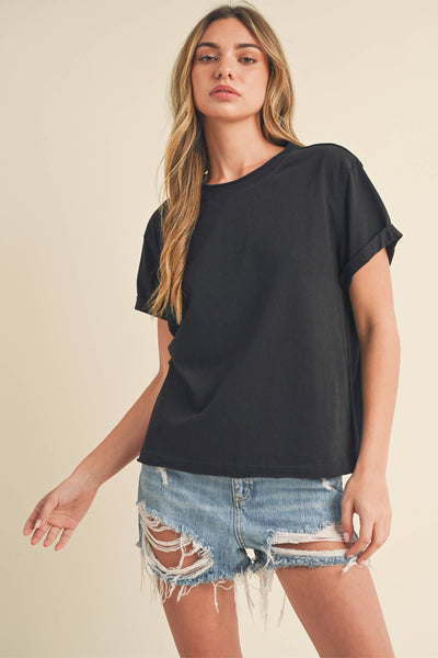 8314DN Mali Baby Tee Short Sleeve Top: Rose / Contemporary / M