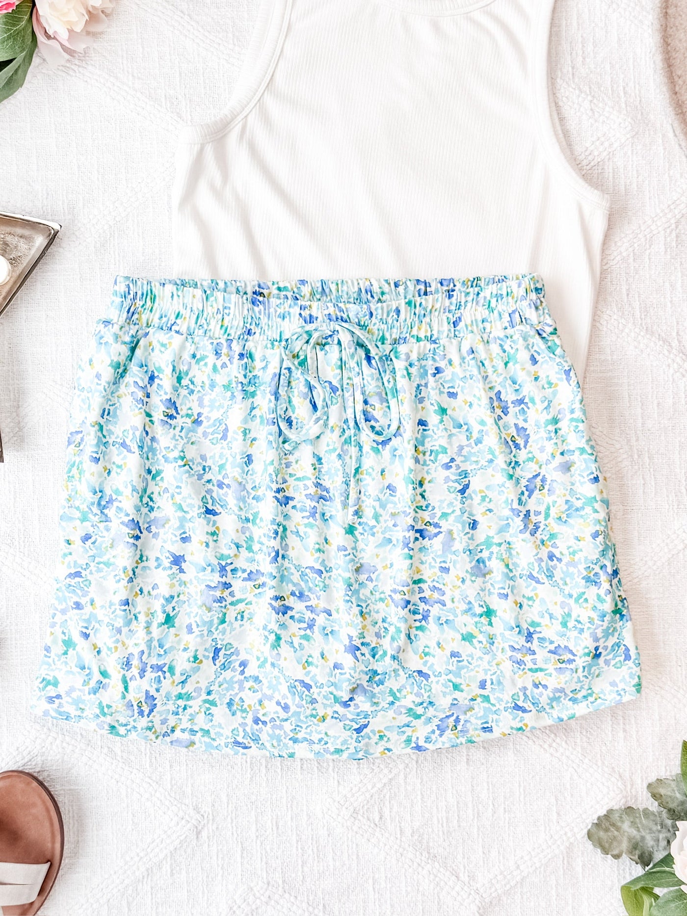 IN STOCK Sienna Skort - Aqua Micro Floral