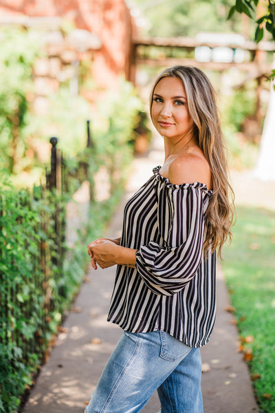 Black and White Striped Blouse