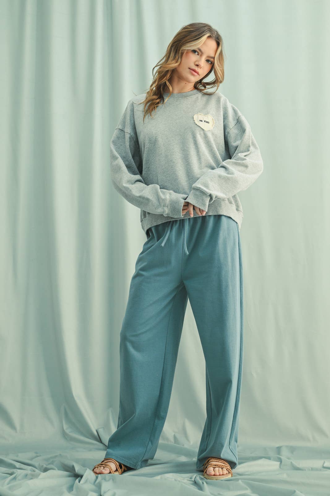 Be Kind French Terry Sweatshirt- Heather Grey