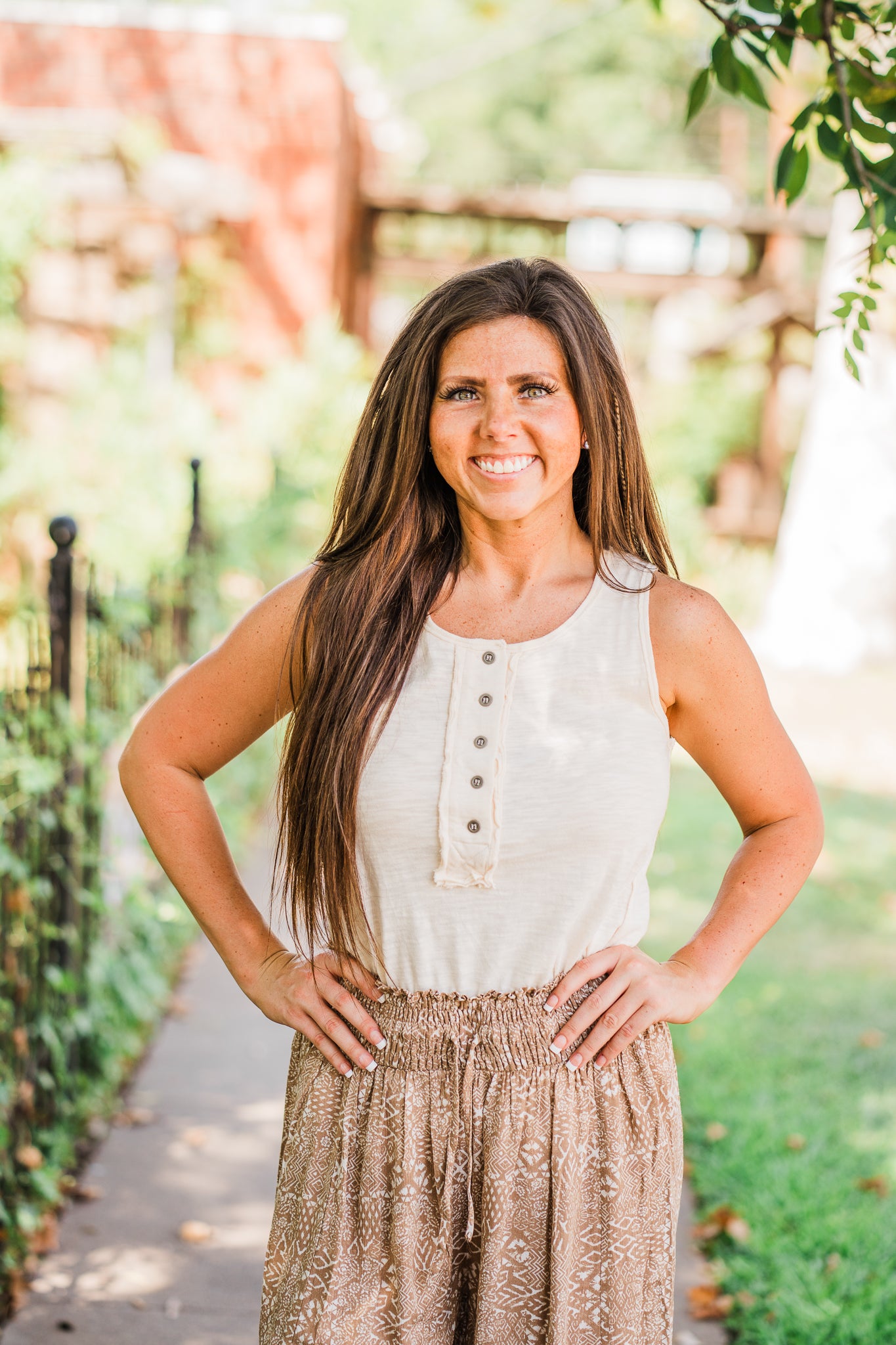 Cream Button Tank