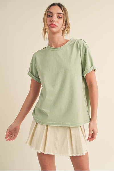 8314DN Mali Baby Tee Short Sleeve Top: Rose / Contemporary / M