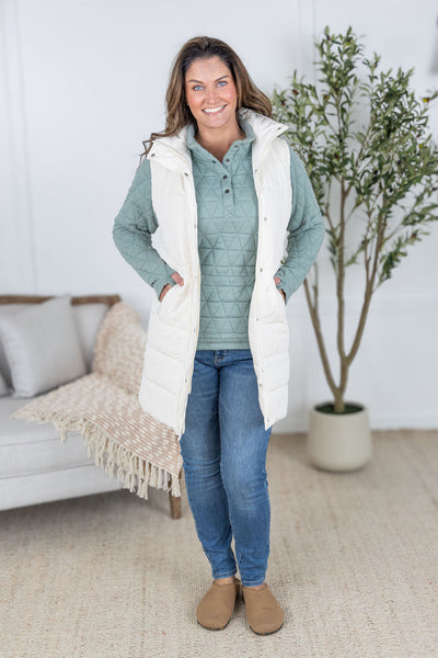 IN STOCK Harlow Long Vest - Cream