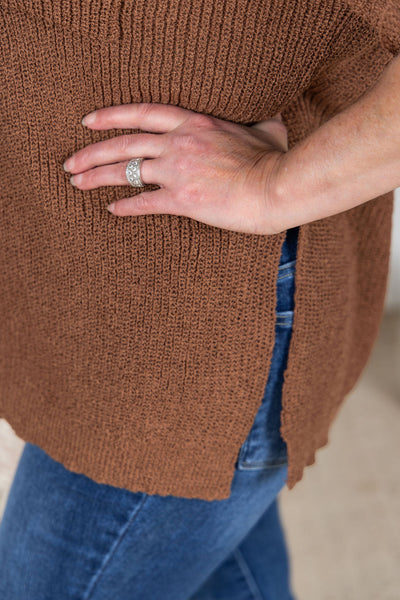 IN STOCK Annie Open Knit Top - Brown