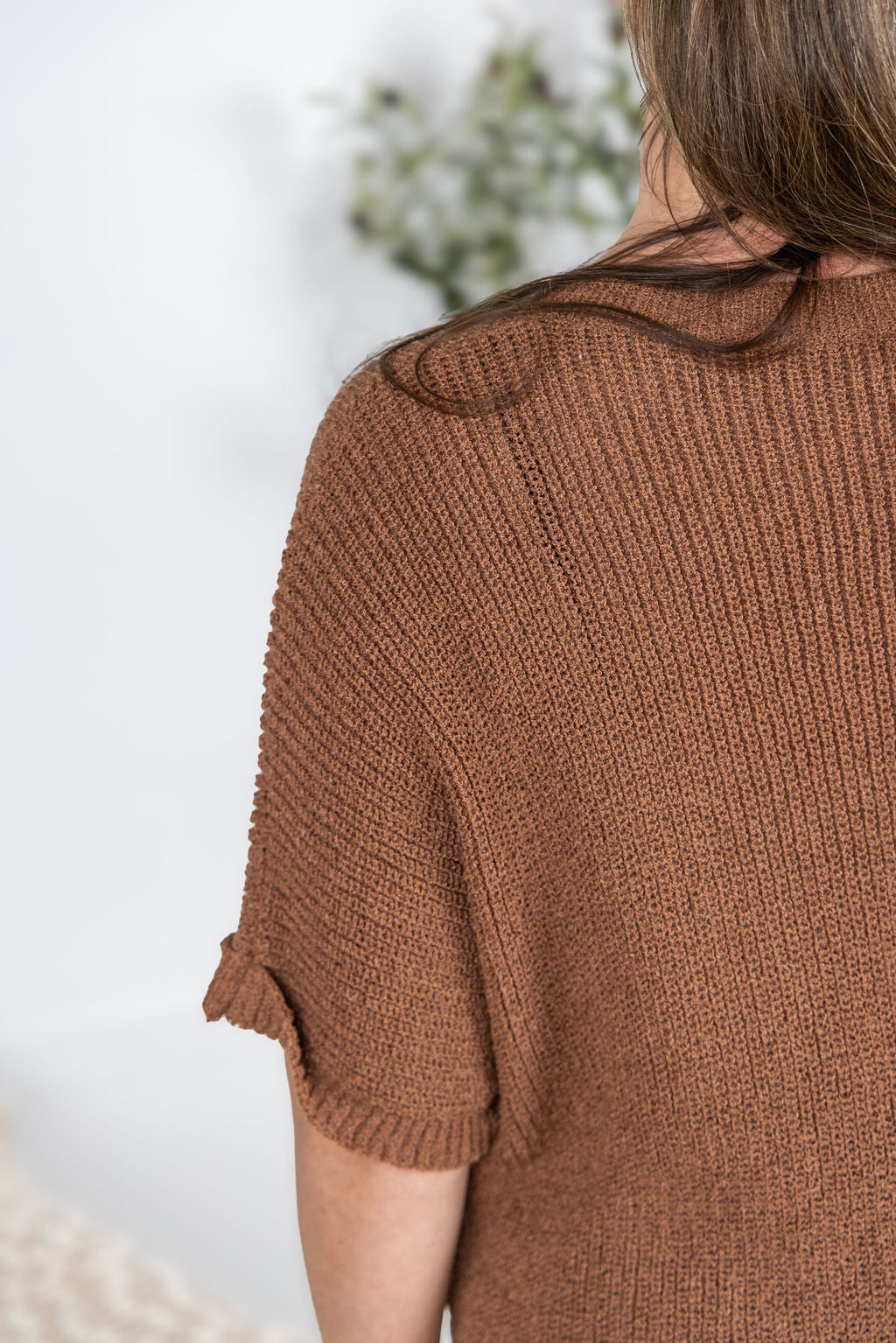 IN STOCK Annie Open Knit Top - Brown