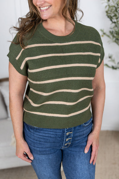 IN STOCK Striped Sweater Top - Olive