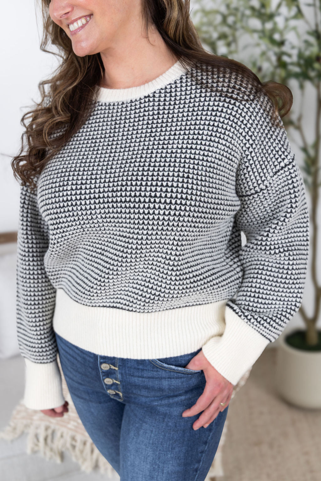 IN STOCK Charlotte Sweater - Black and Cream