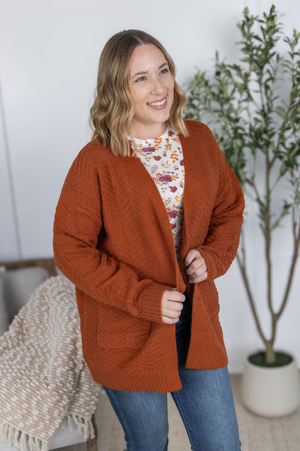 IN STOCK Billie Open Knit Cardigan - Rust