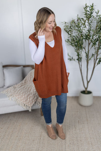 IN STOCK Tunic Sweater Vest - Rust