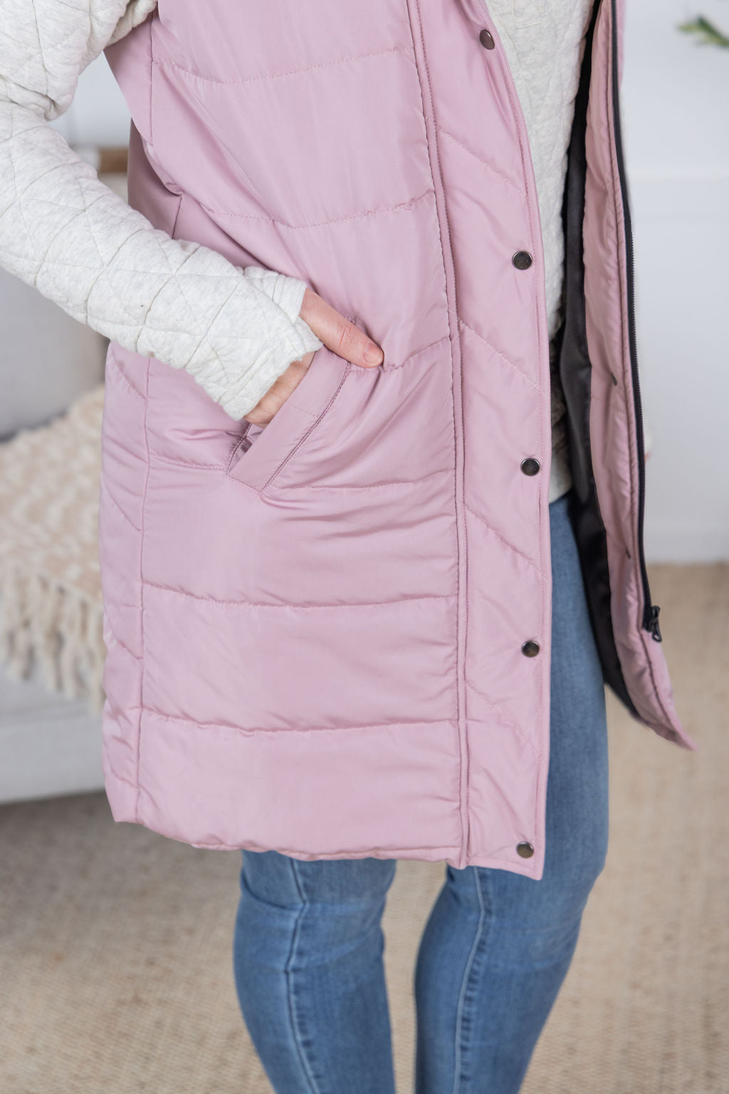IN STOCK Harlow Long Vest - Blush