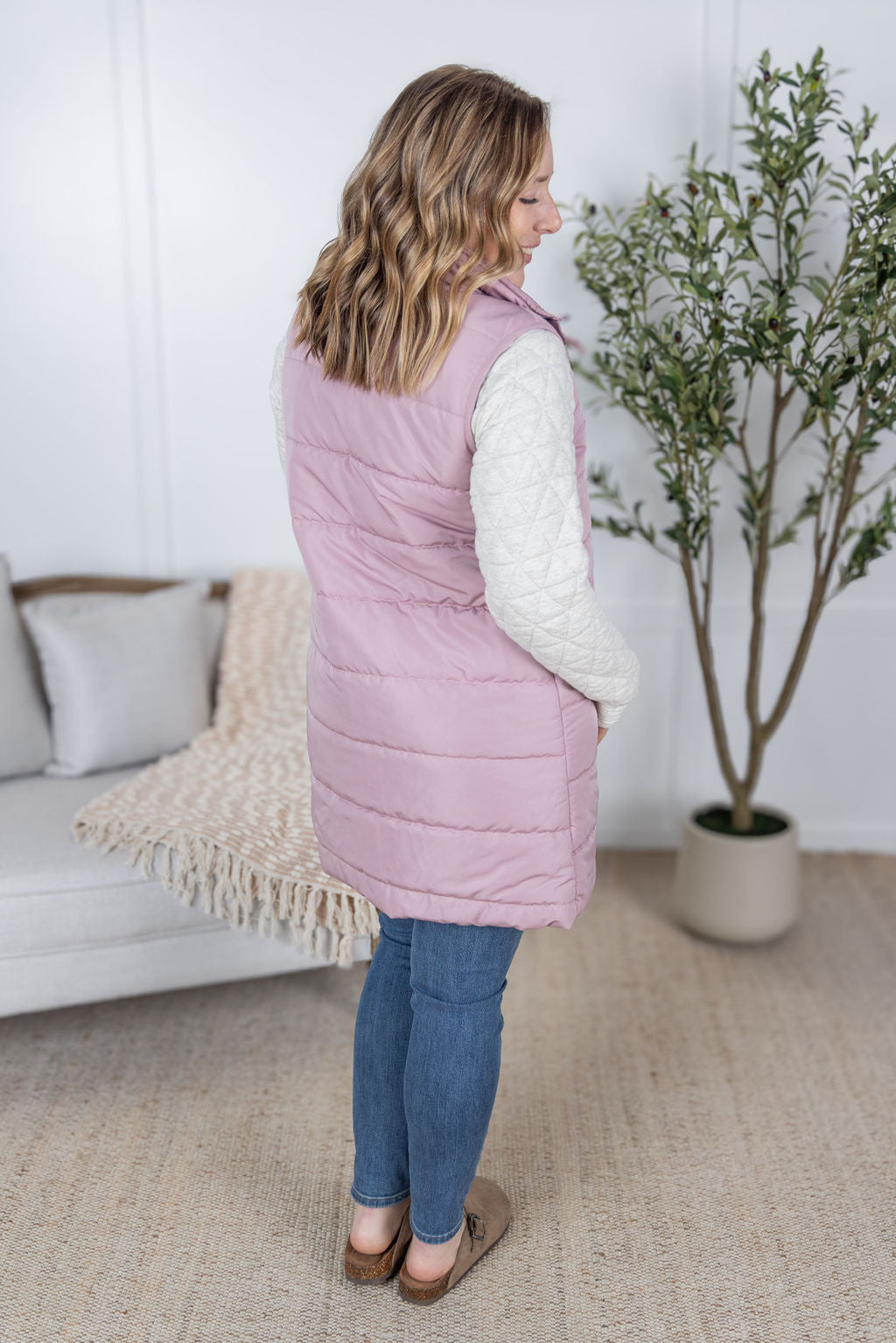 IN STOCK Harlow Long Vest - Blush
