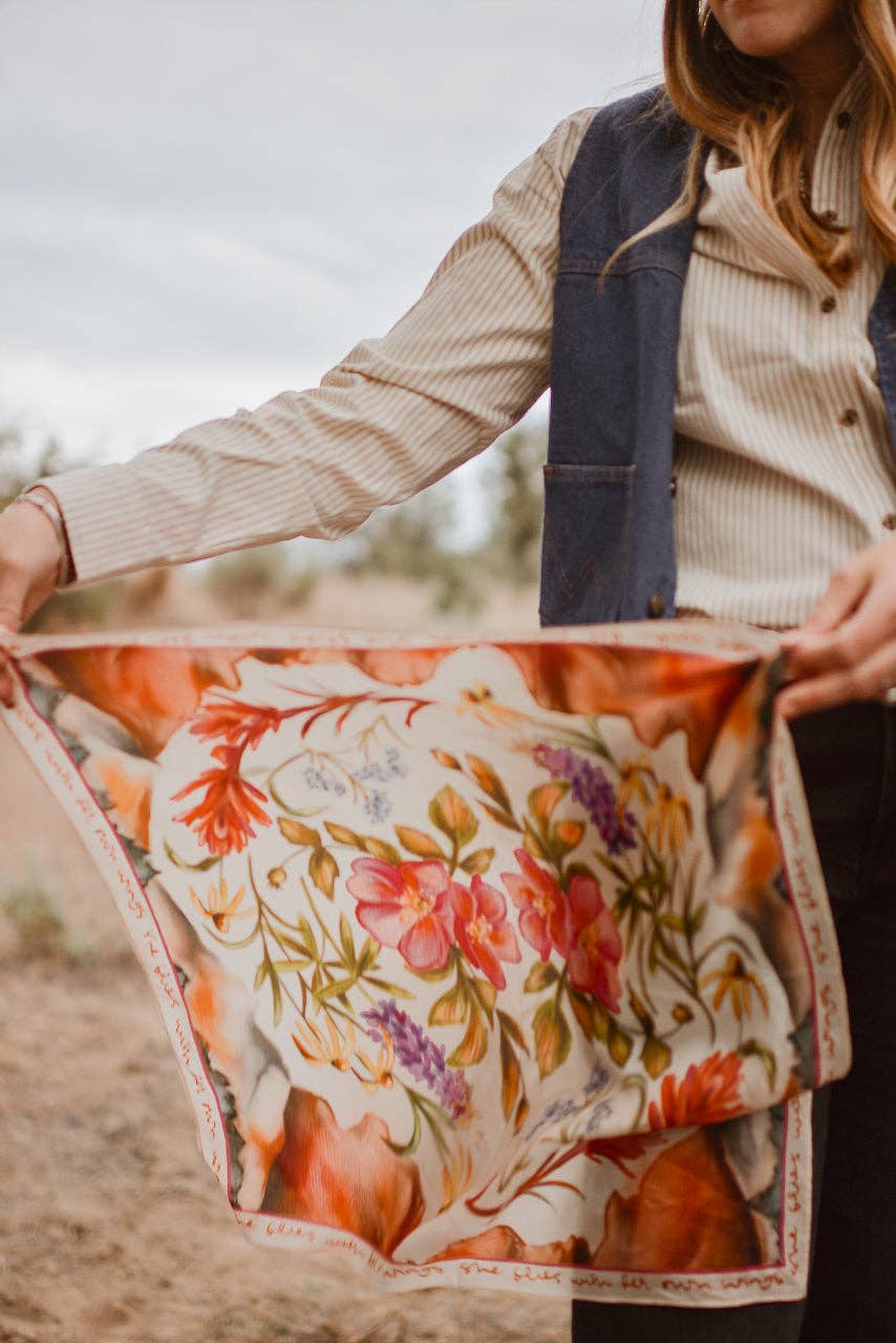 Heartland Series: Oregon Inspired Wildflower Silk Scarf Wild Rag