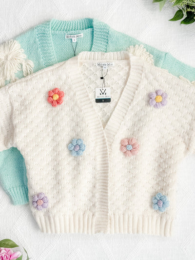 IN STOCK Mint and Tan Floral Cardigan