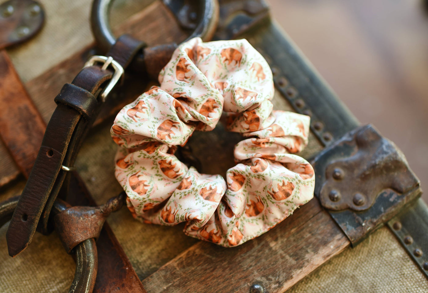 Floral Buffalo Scrunchie Cowgirl Hair Accessory - Stocking Stuffer Gift