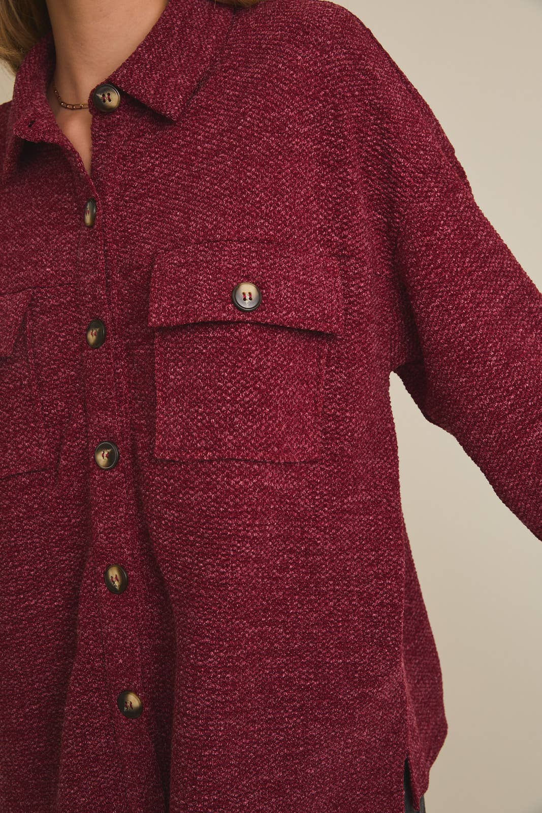 Burgundy Button Up Shacket