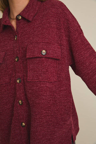 Burgundy Button Up Shacket