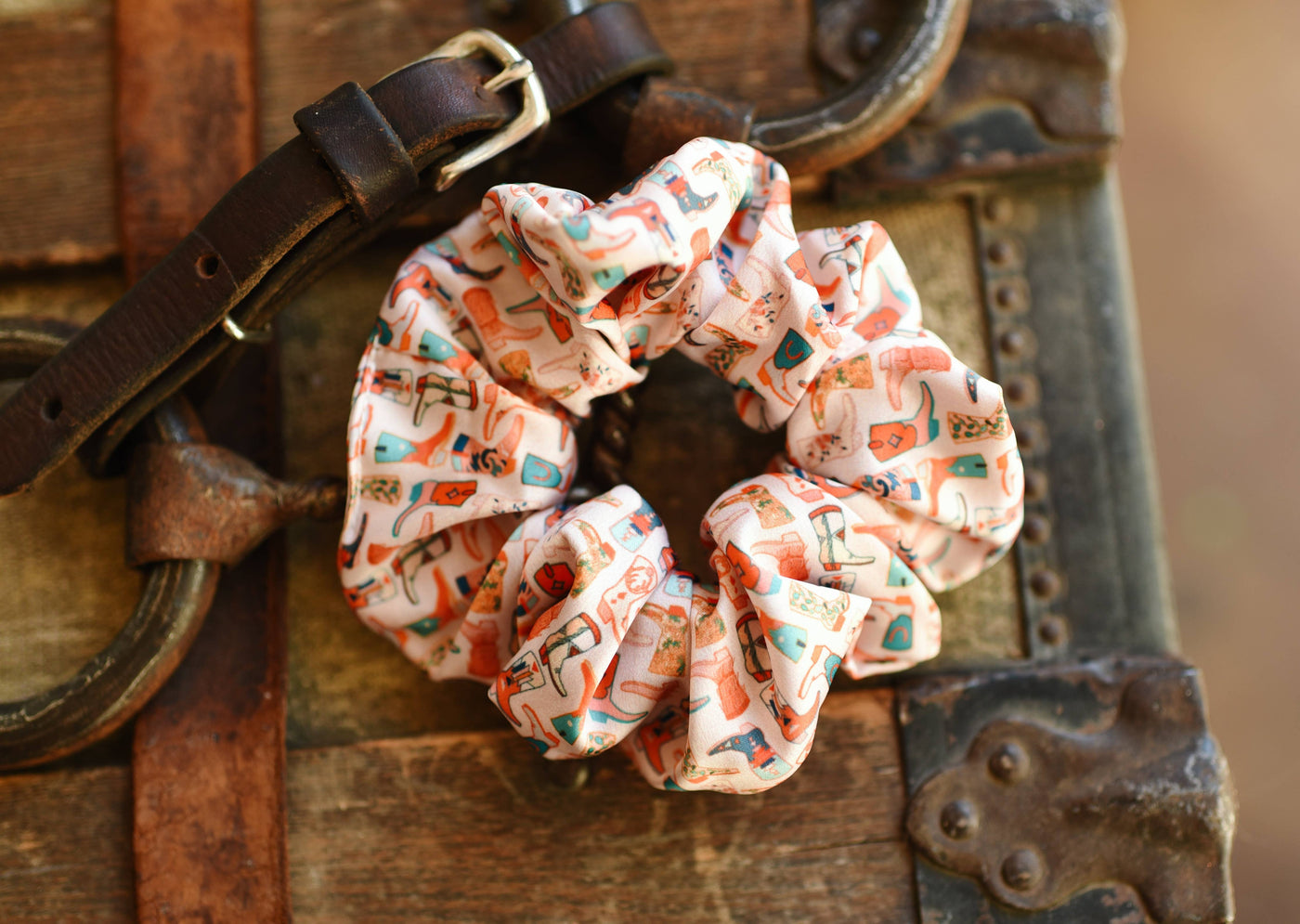 Cowboy Boots Scrunchie Cowgirl Hair Accessory - Stocking Stuffer Gift