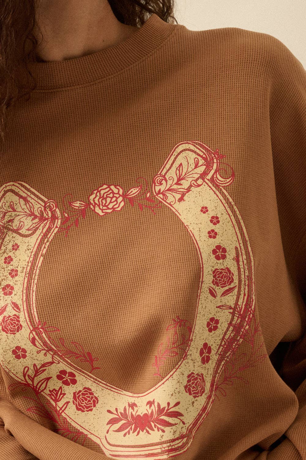 Floral Horseshoe Thermal Graphic Top