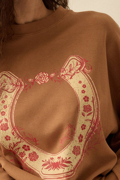 Floral Horseshoe Thermal Graphic Top