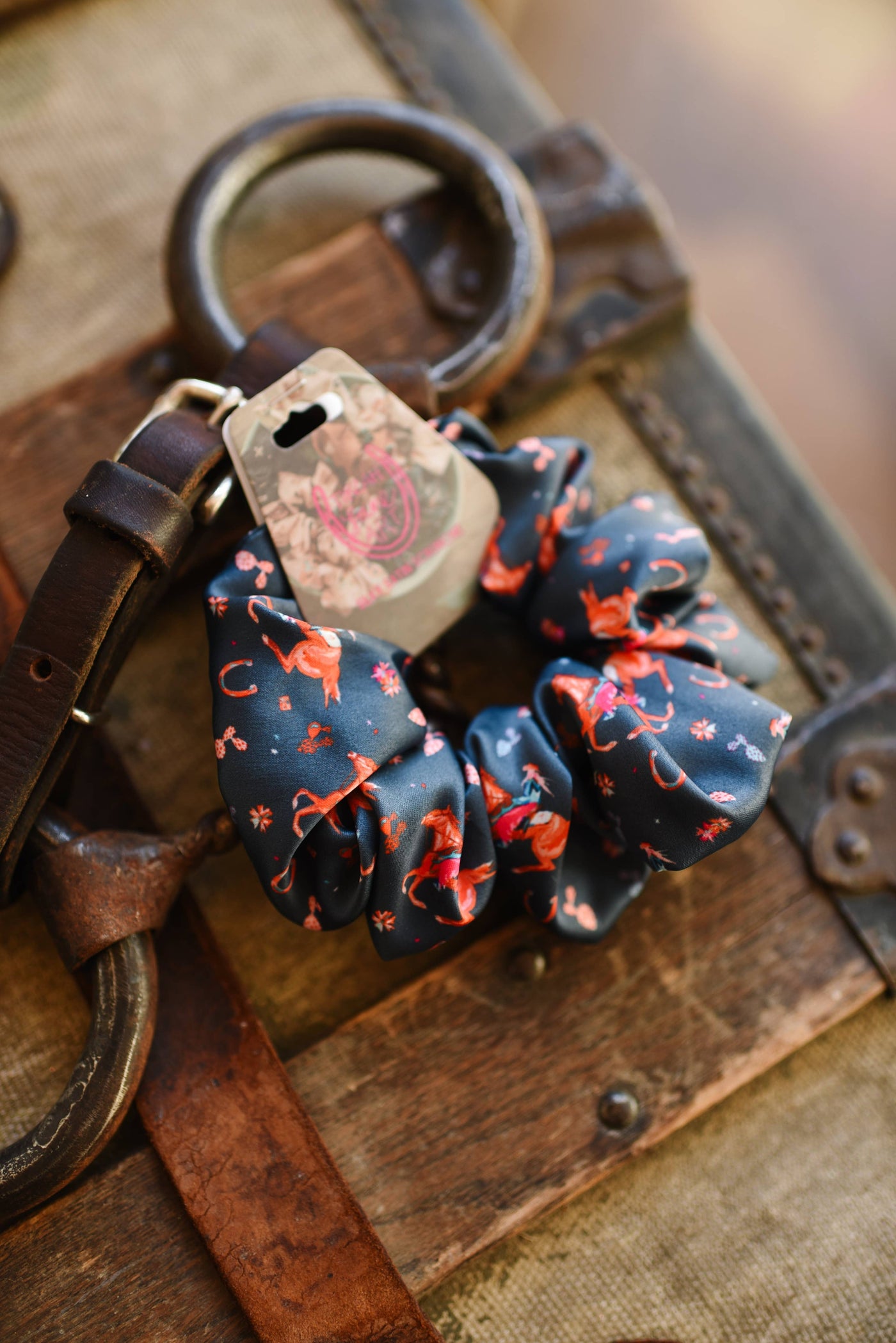 Blonde Cowgirl and Horse Scrunchie Cowgirl Hair Accessory - Stocking Stuffer Gift