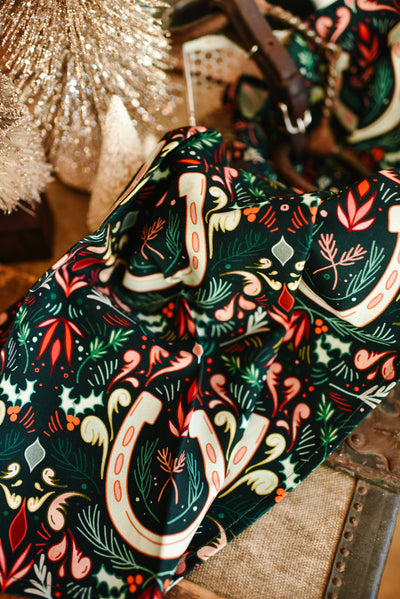 Holly Horseshoe Christmas Tea Towel - Holiday Gift